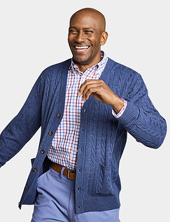 Pegasus Luxury Yarn Cable Cardigan Navy
