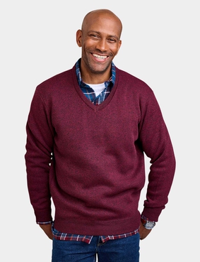 Pegasus Fleece Lined V Neck Jumper Navy