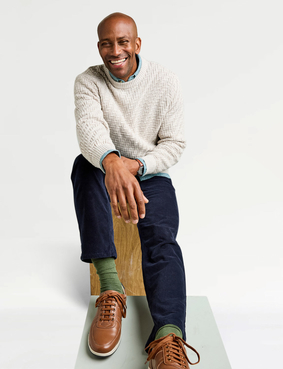 Pegasus Textured Crew Neck Jumper Denim