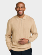 Pegasus Zip Neck Cable Knitted Polo Camel