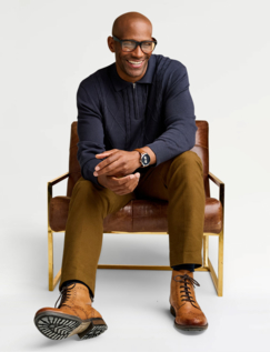 Pegasus Zip Neck Cable Knitted Polo - Navy