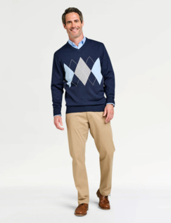 Tootal Argyle V Neck Jumper - Navy