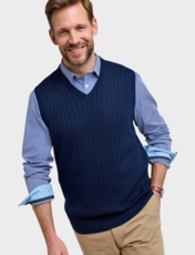 Pegasus Luxury Cotton Cable Slipover Navy