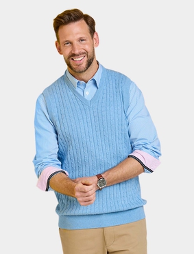 Pegasus Luxury Cotton Cable Slipover Navy