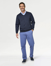 Pegasus Luxury Cotton V Neck Sweater Aqua