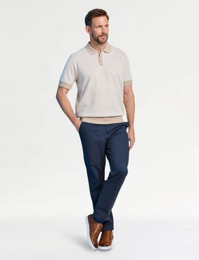 Pegasus Knitted Short Sleeve Polo Beige