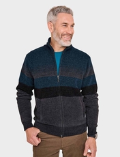 Pegasus Fleece Lined Chenille Stripe Zipper Charcoal
