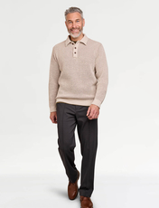Pegasus Chunky Knitted Chenille Polo Ecru