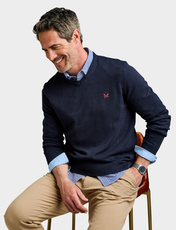 Crew Clothing Organic Cotton V Neck Jumper Burgundy