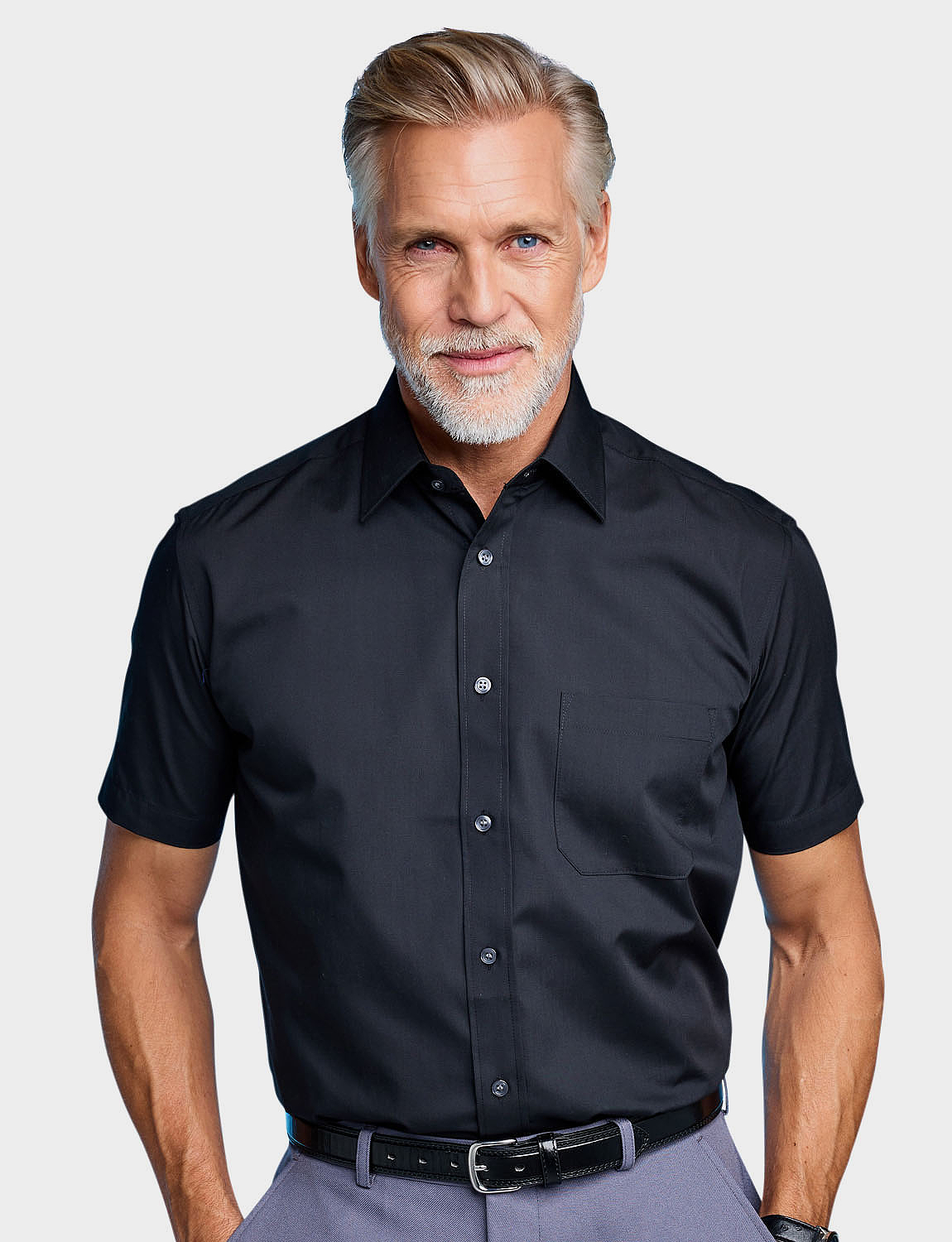 Double Two Short Sleeve Easy Care Shirt Black
