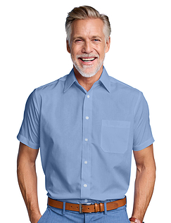 Double Two Short Sleeve Easy Care Shirt - Glacier