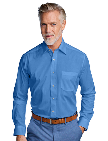 Double Two Long Sleeve Easy Care Shirt - Cornflower Blue