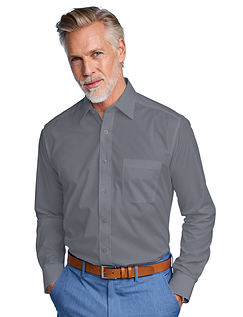 Double Two Long Sleeve Easy Care Shirt - Silver