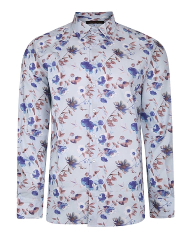 Lizard King Long Sleeve White All Over Floral Print Shirt