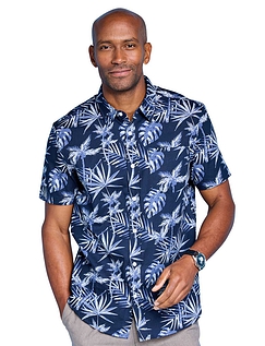 Pegasus Short Sleeve Hawaiian Shirt Navy
