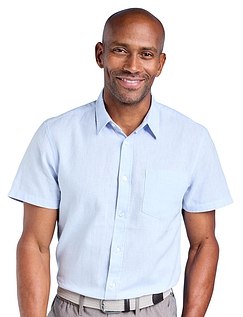 Pegasus Short Sleeve Linen Shirt Blue