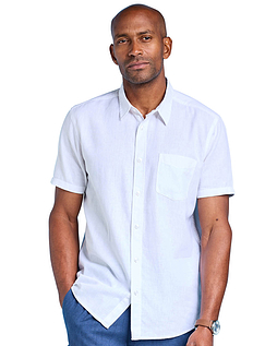 Pegasus Short Sleeve Linen Shirt - White