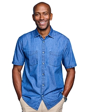 Pegasus Short Sleeve Denim Shirt Blue