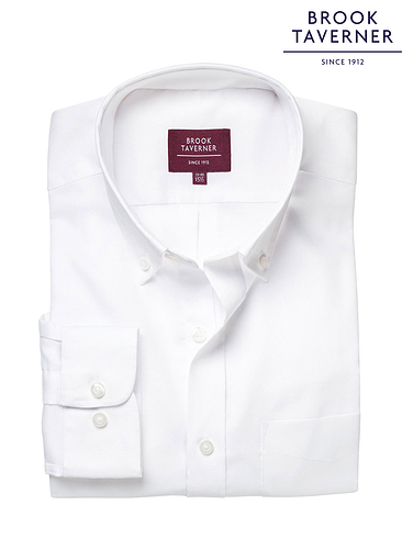 Brook Taverner Cotton Oxford Shirt Whistler - White
