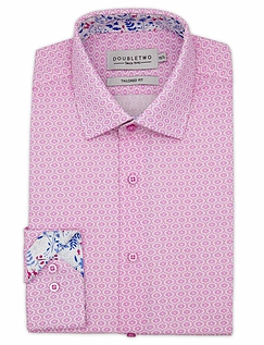Double Two Geometric Long Sleeve Shirt Pink