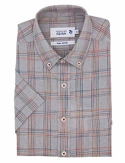 Double Two Grey Multi Check Short Sleeve Shirt Grey