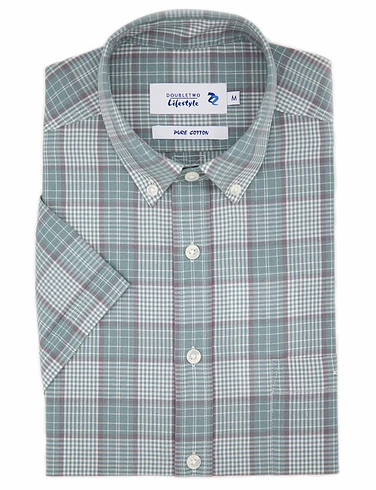 Double Two Mint Check Short Sleeve Shirt