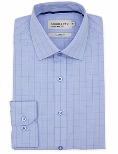 Double Two Gingham Check Long Sleeve Shirt Blue