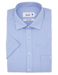 Double Two Blue Pinstripe Short Sleeve Shirt Blue