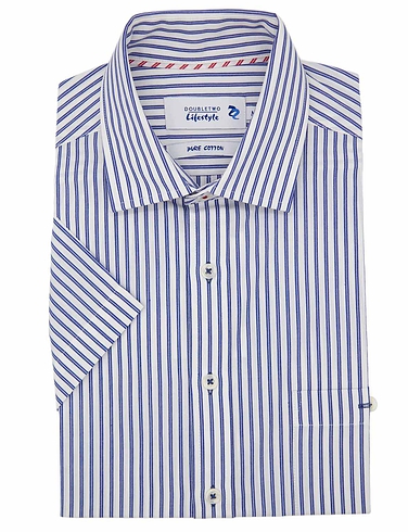 Double Two Navy Pinstripe Short Sleeve Shirt