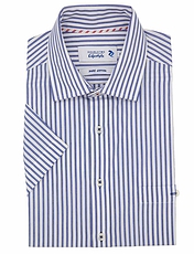 Double Two Navy Pinstripe Short Sleeve Shirt Navy