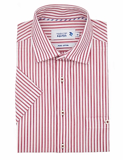 Double Two Red Pinstripe Short Sleeve Shirt Red