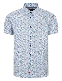 Lizard King Short Sleeve Busy Floral Print Shirt Turquoise