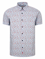 Lizard King Short Sleeve Daisy Print Shirt Sky Blue