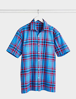 Pegasus Short Sleeve Cotton Check Shirt Blue