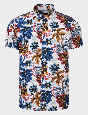 Lizard King Printed Short Sleeve Painterly Print Shirt