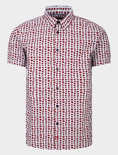 Lizard King Printed Short Sleeve Blood Orange Print Shirt Red