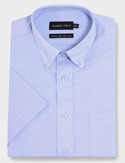 Double Two Non Iron Short Sleeve Oxford Shirt BLUE
