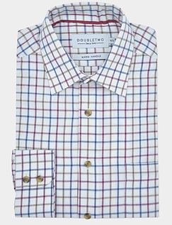 Double Two Brushed Tattersall Check Shirt Plum