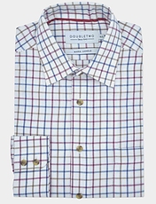 Double Two Brushed Tattersall Check Shirt Plum