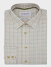 Tattersall Double Two Brushed Check Shirt  Green