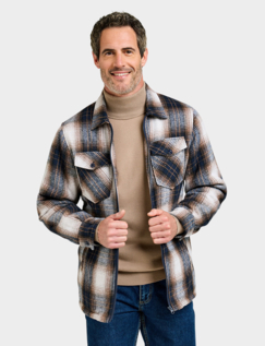 Pegasus Sherpa Lined Zip Overshirt - Navy