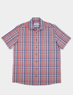 Double Two Check Short Sleeve Shirt Red