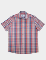 Double Two Check Short Sleeve Shirt Red