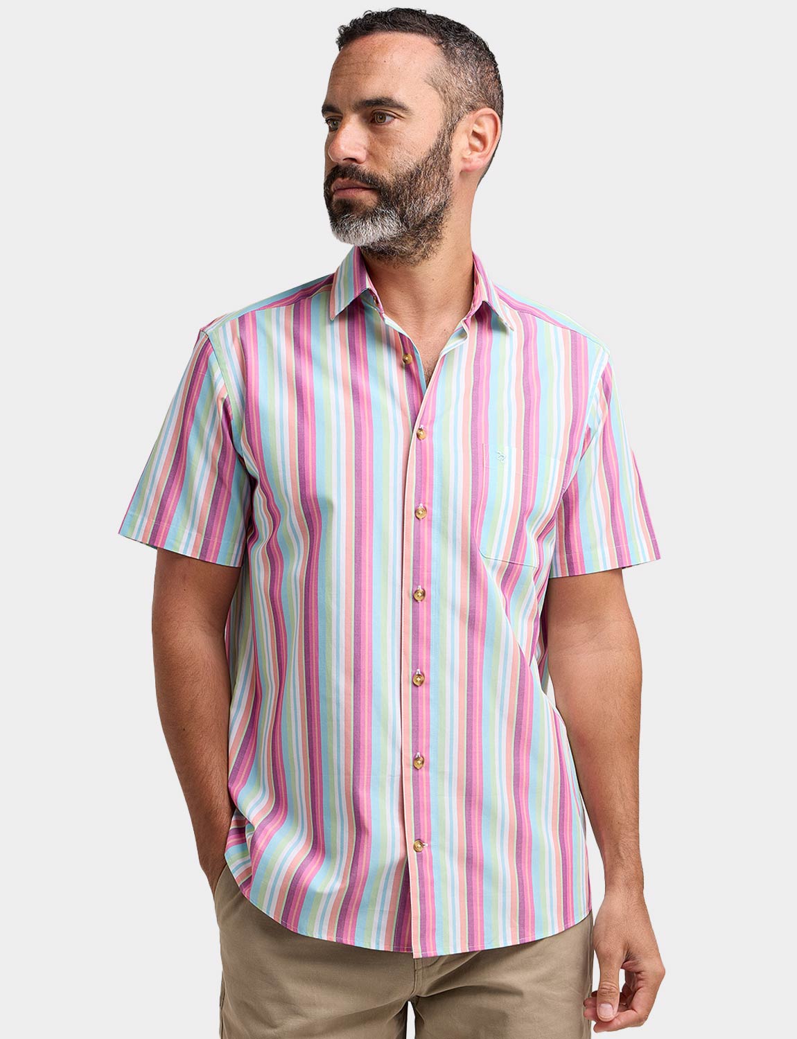 Double Two Stripe Short Sleeve Shirt MULTI