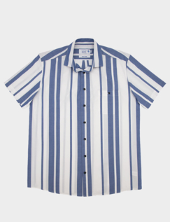 Stripe Double Two Short Sleeve Shirt White Navy