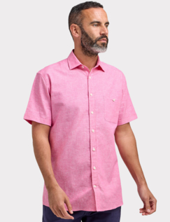 Linen Blend Double Two Shirt - Pink