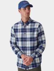 Crew Clothing Check Flannel Shirt Blue