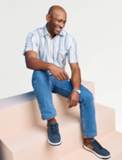 Pegasus Short Sleeve Stripe Shirt Blue