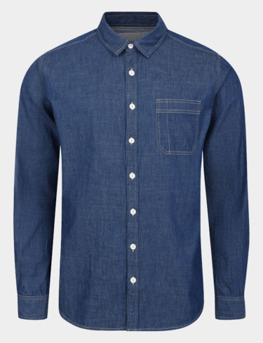 Lizard King Indigo Laundered Long Sleeve Plain Shirt