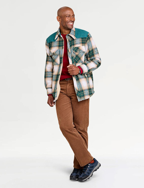 Pegasus Sherpa Lined Overshirt with Cord Panel Green